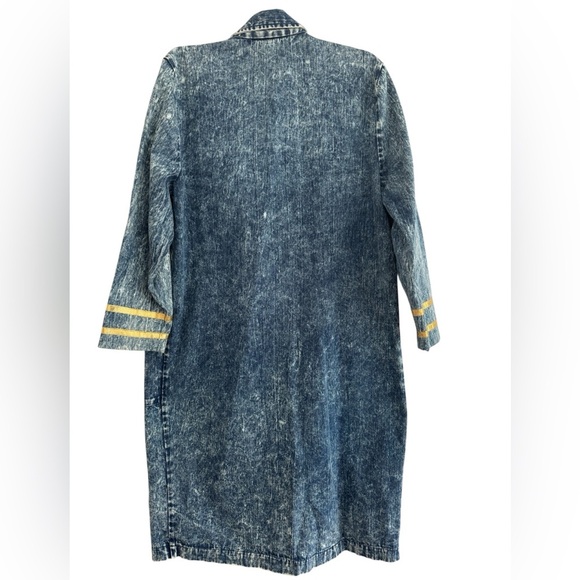 VINTAGE 80s DG Collection Ginger Bort Blue Acid Wash Denim Trench Coat Sz 12 - Picture 9 of 9